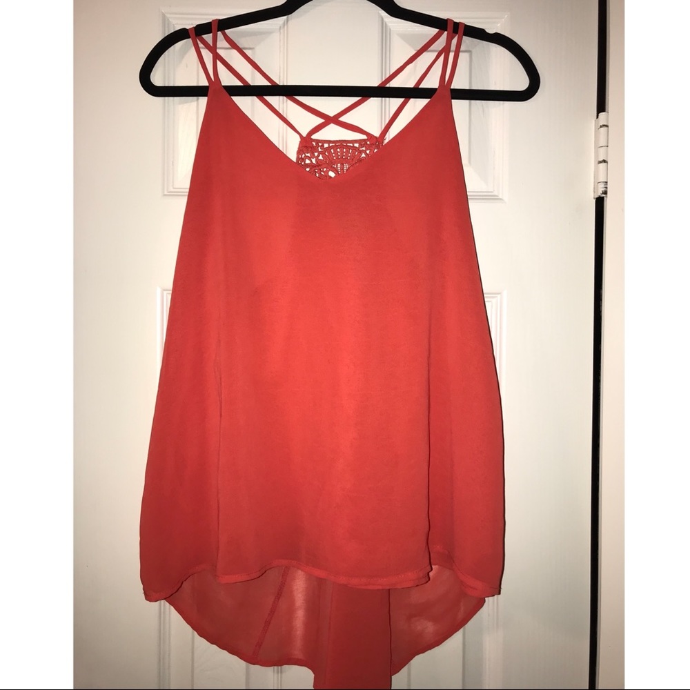 Orange cross cross strappy tank top.  Size medium